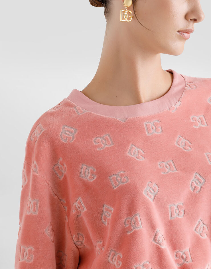 Dolce & Gabbana DG 徽标提花雪尼尔短款卫衣 粉红 F9R09TFJ7DL