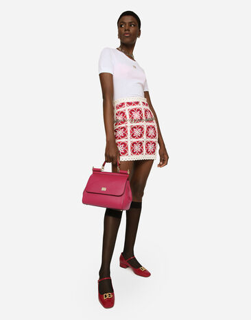 Dolce & Gabbana Large Sicily handbag in dauphine calfskin Fuchsia BB6002A1001
