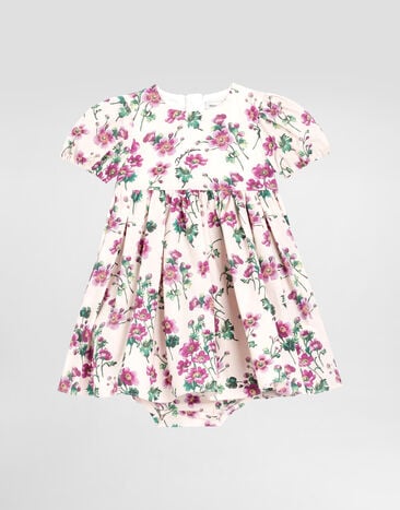 Dolce & Gabbana Violets-print poplin dress Print L23DP2HS5TX