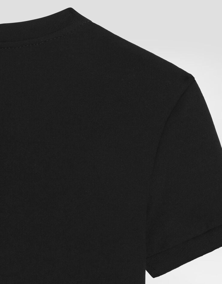 Dolce & Gabbana Jerseyt-shirt with jewel chain and DG logo Black L5JTNJG7PK2