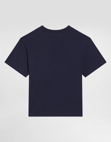 Dolce & Gabbana Camiseta de punto con logotipo DG en relieve Blue L4JTHVG7PGZ