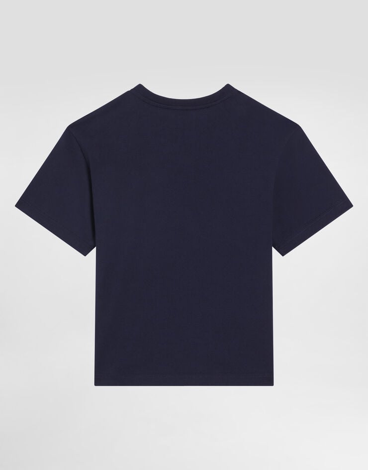 Dolce & Gabbana Jerseyt-shirt with DG embossed logo Blue L4JTHVG7PGZ