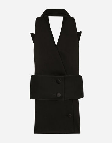 Dolce & Gabbana جاكيت فيست من جبردين صوف بصف أزرار مزدوج أسود F79DETFU28J