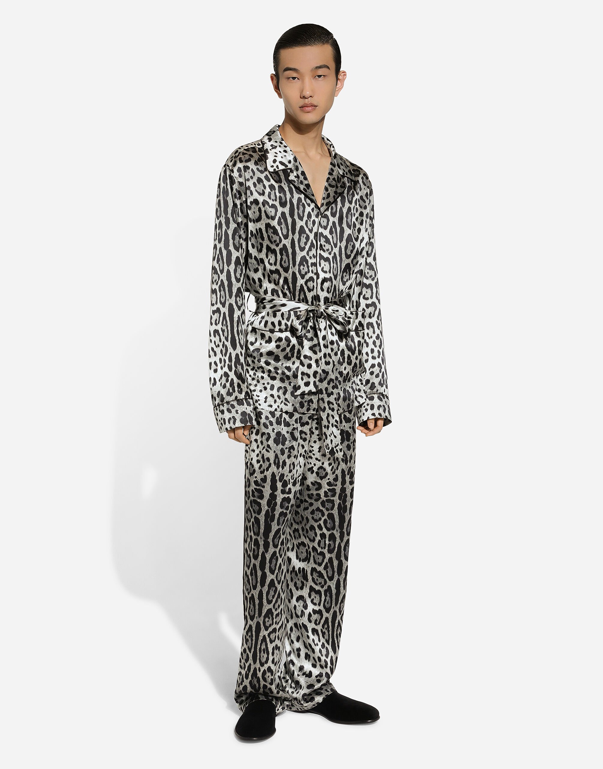 Leopard-print satin pants in Print for Men | Dolce&Gabbana® US