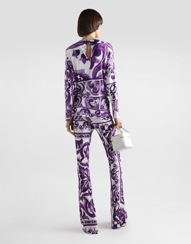 Dolce & Gabbana Majolica-print flared trousers Multicolor FTDB6TFS8C0