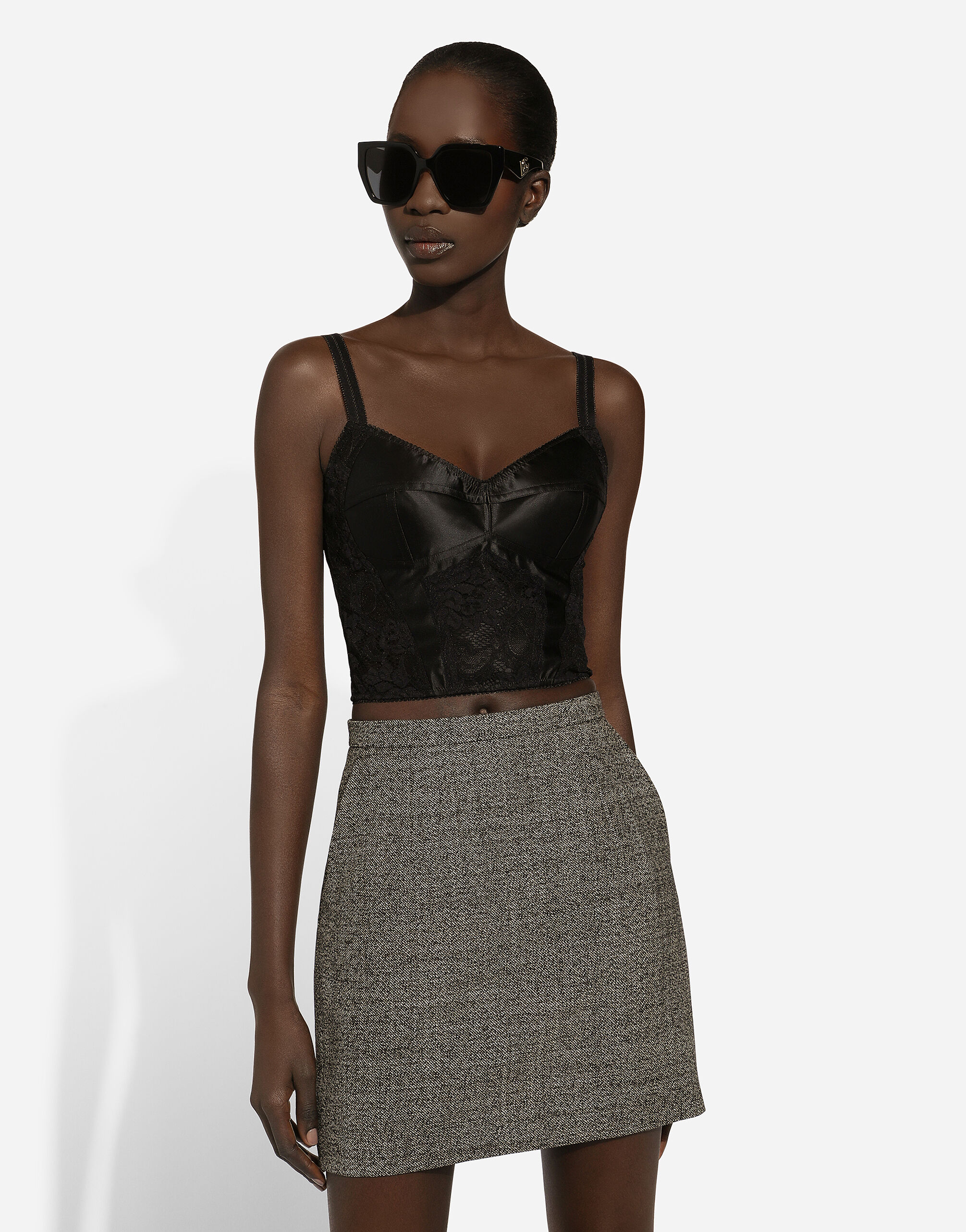 DOLCE & GABBANA ブラックビスチェ 40 DOLCE & GABBANA ブラックビスチェ 40 ブラックのウィメンズ レース