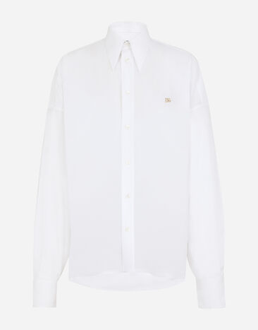 Dolce & Gabbana Cotton shirt with DG logo White F5P62TFU5T9