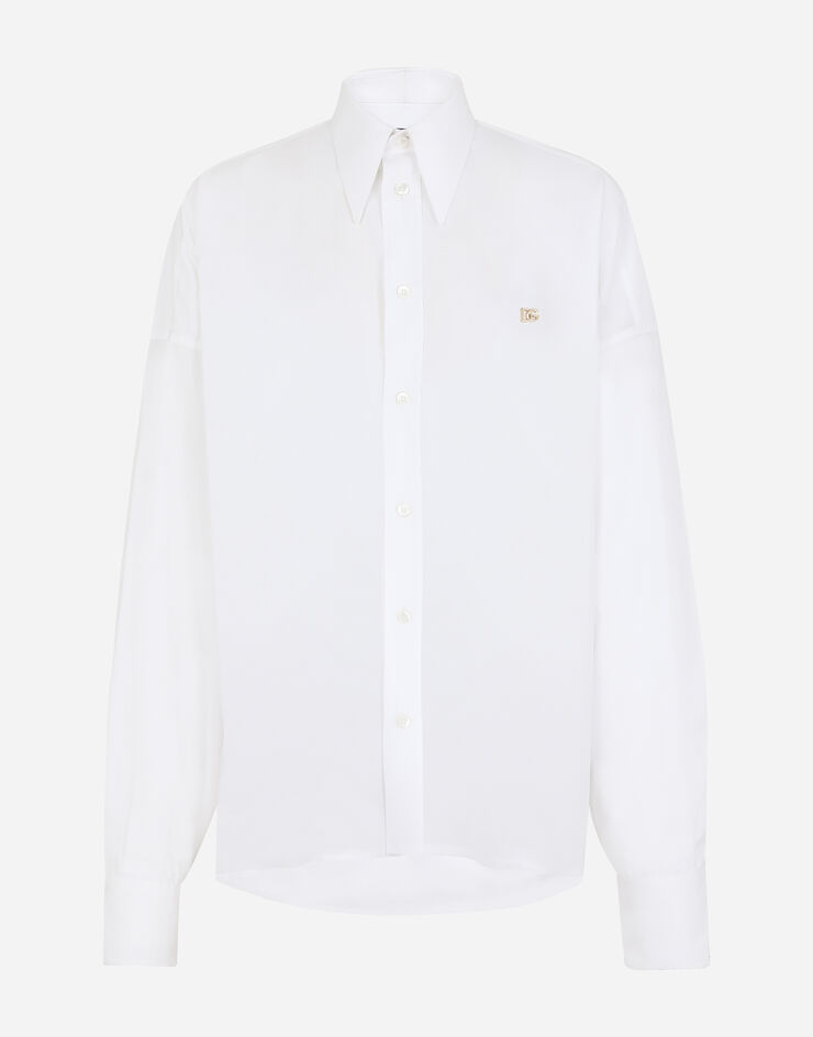 Dolce & Gabbana Cotton shirt with DG logo White F5P62TFU5T9