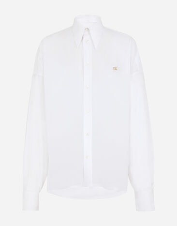 Dolce & Gabbana Cotton shirt with DG logo Black F72X4TFLMSC