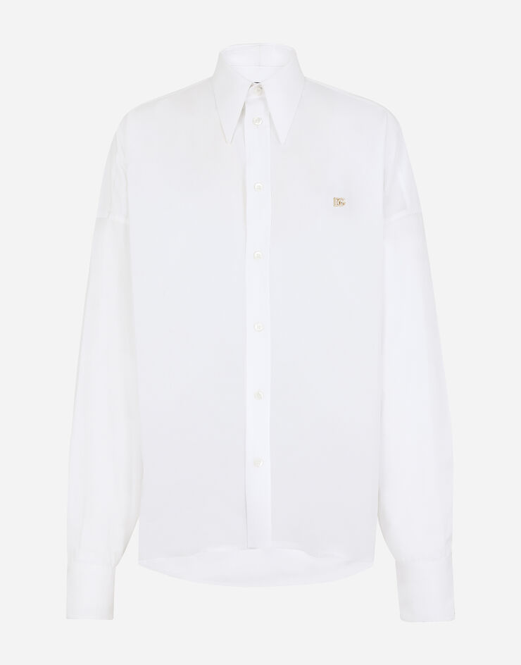 Dolce & Gabbana Camicia in cotone con logo DG Bianco F5P62TFU5T9