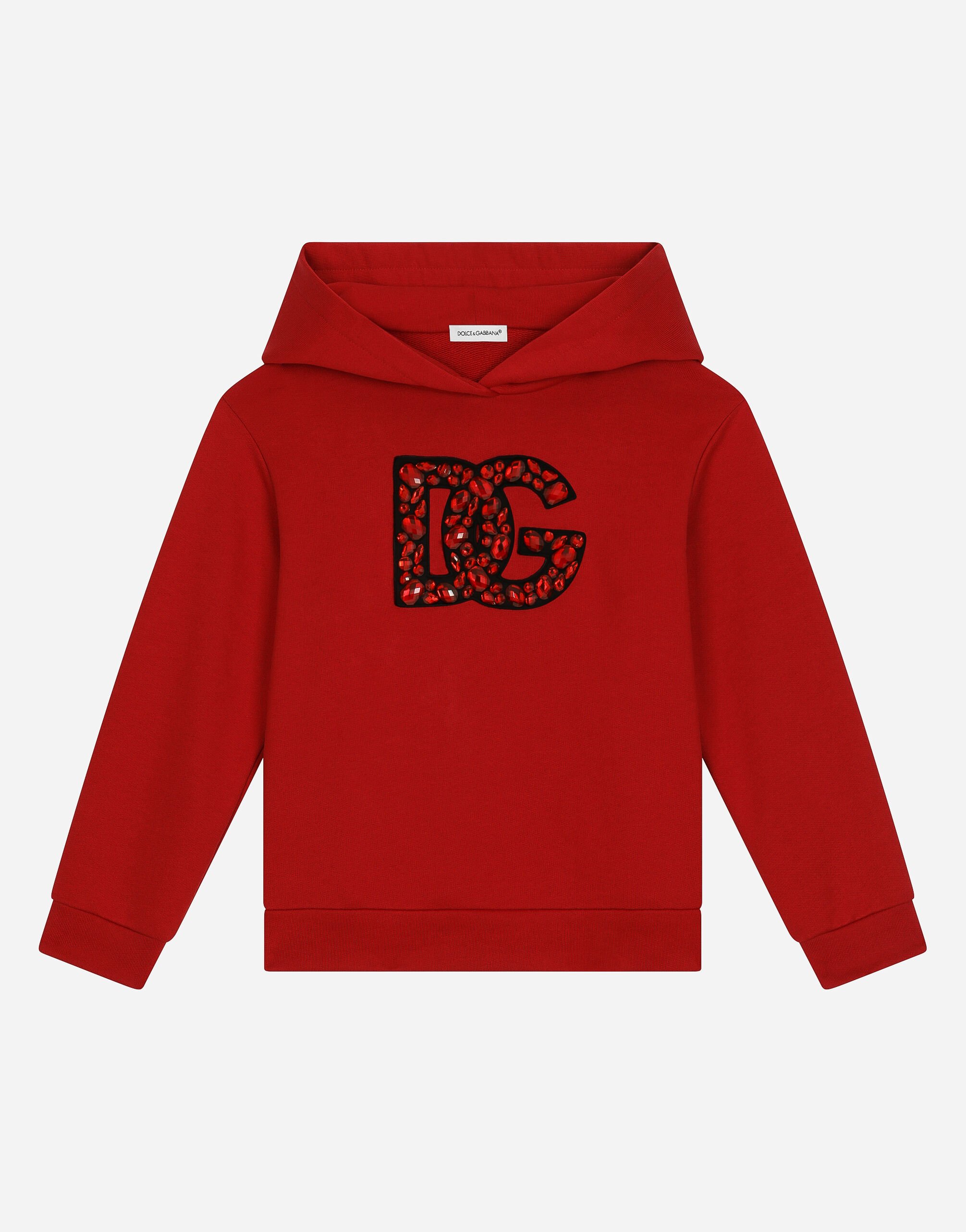 Dolce & Gabbana Jersey hoodie with DG logo Green L5JW7EG7E3Z