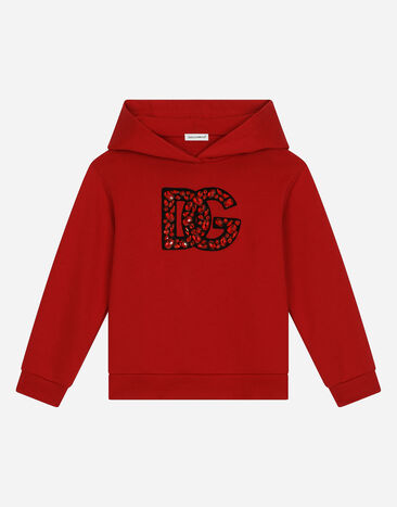 Dolce & Gabbana Jersey hoodie with DG logo Green L5JW7EG7E3Z