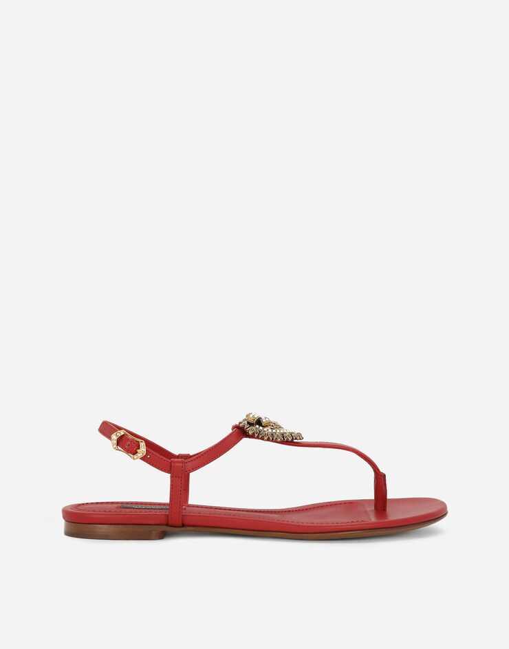 Dolce & Gabbana Nappa leather Devotion thong sandals Red CQ0353AX191
