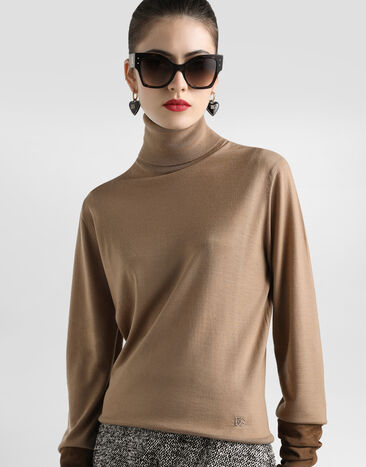 Dolce & Gabbana Pull à col roulé en cachemire Beige FXW42ZJBW0P