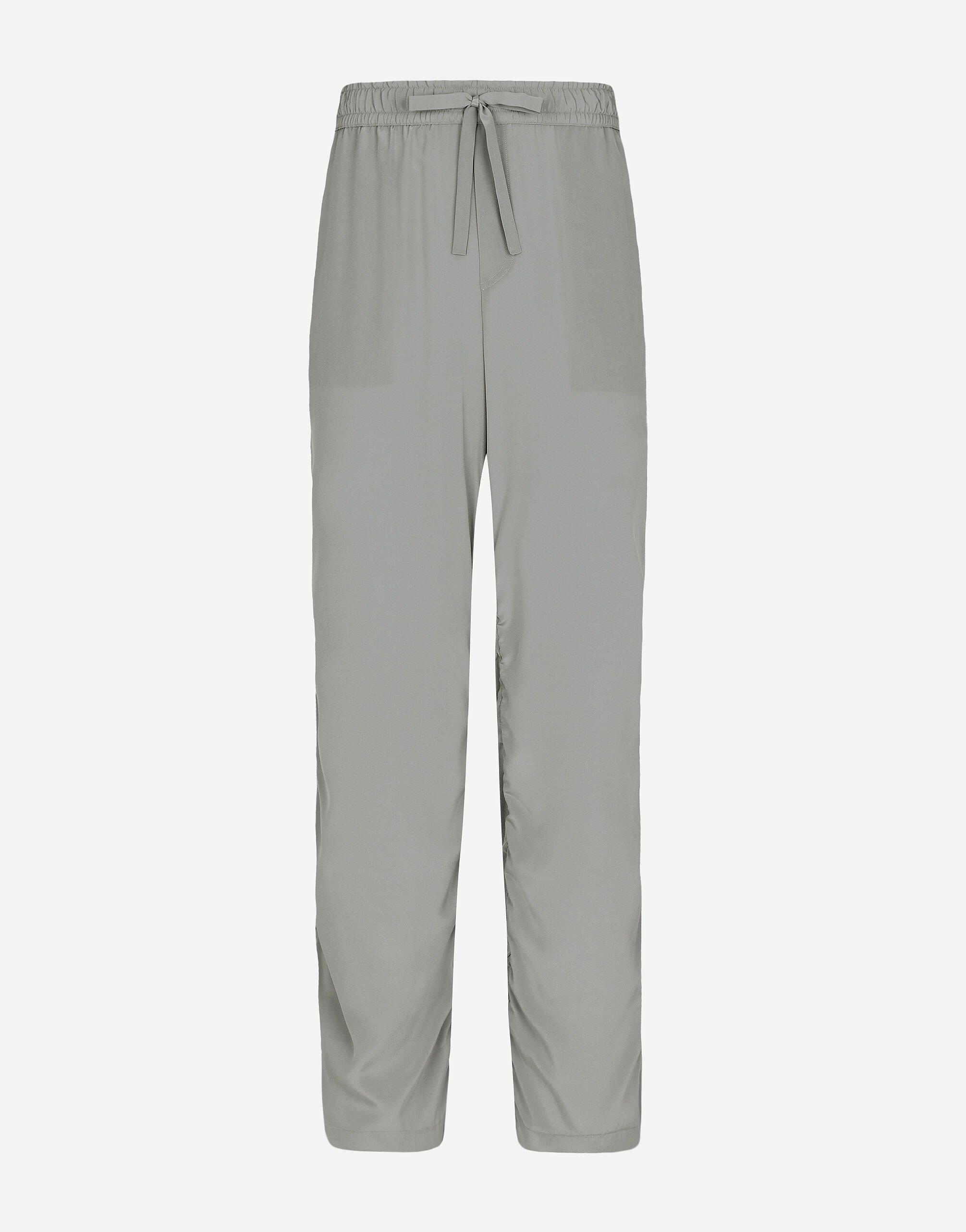 Dolce & Gabbana Silk jogging pants with gathered detailing Grey GP01PTFU4LB