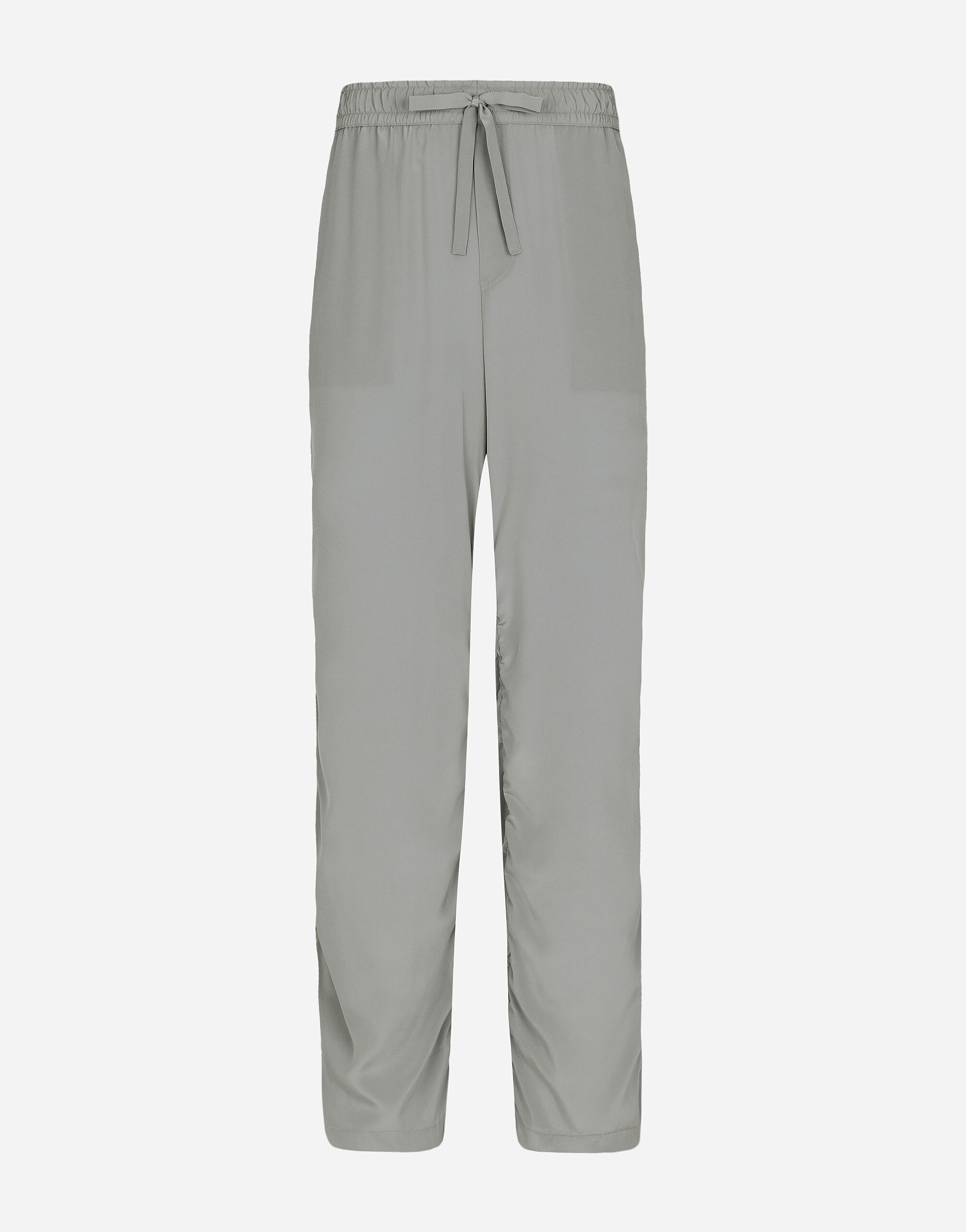Silk jogging pants with gathered detailing in Grey for Men Dolce Gabbana
