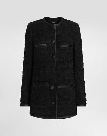Dolce & Gabbana Giacca monopetto in tweed Nero F27EETHUMJK