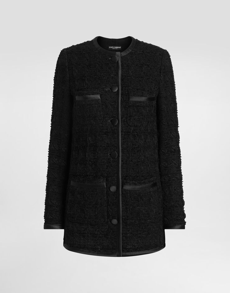 Dolce & Gabbana Single-breasted tweed jacket Black F27EETHUMJK