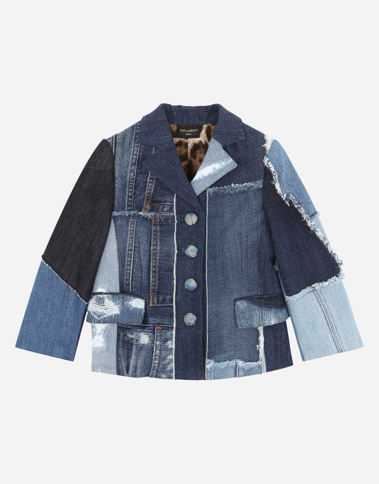 Dolce & Gabbana Single-breasted denim patchwork jacket BLAU L52E22G7YRF