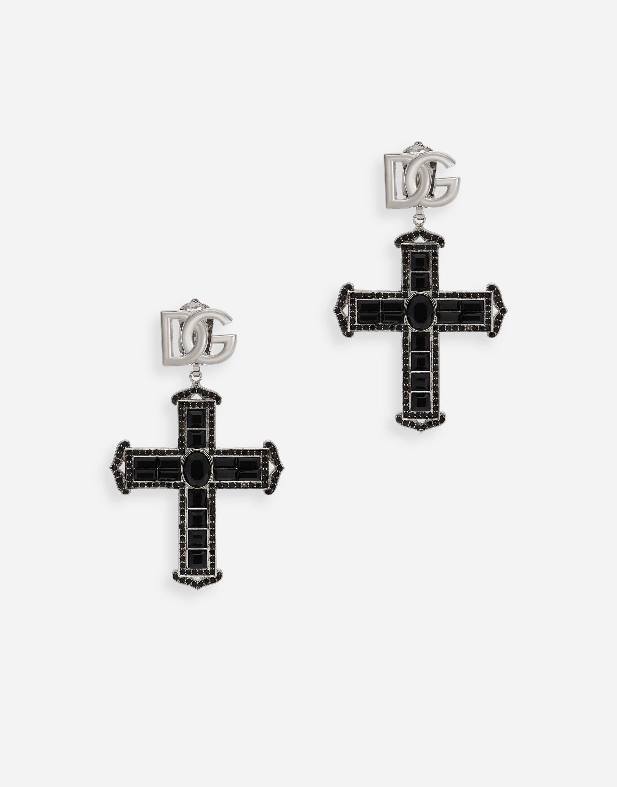 Dolce & Gabbana KIM DOLCE&GABBANA Cross earrings with rhinestone accents Black VG6187VN187