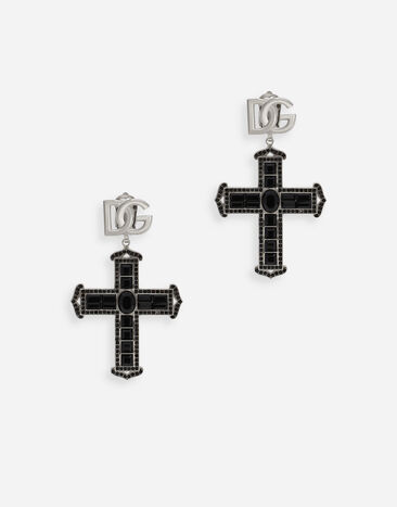 Dolce & Gabbana KIM DOLCE&GABBANA Boucles d’oreilles croix en strass Noir VG6187VN187