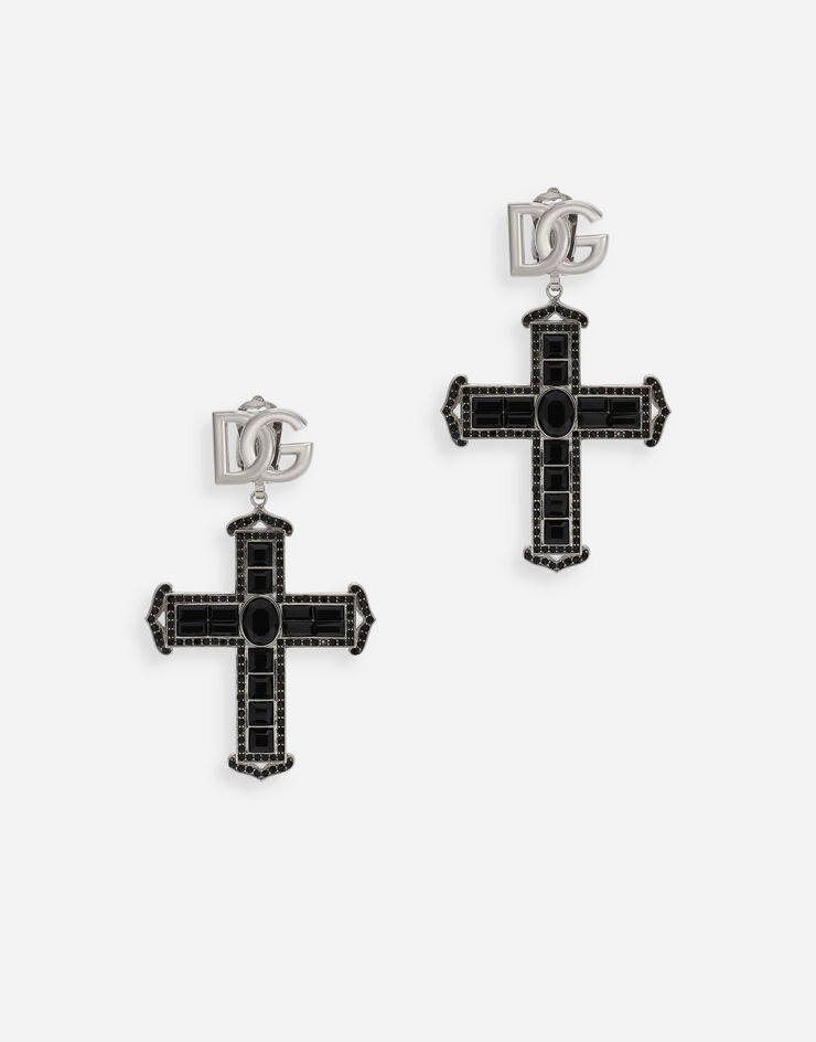 Dolce & Gabbana KIM DOLCE&GABBANA Pendientes en forma de cruz de strass Negro WEP4C7W1111