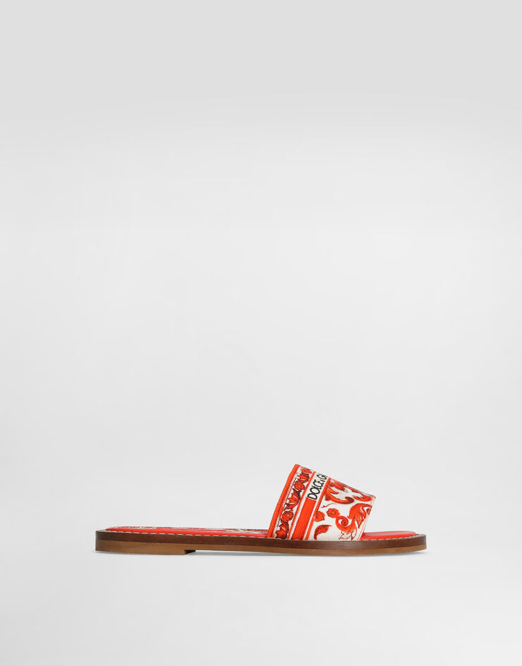 Dolce & Gabbana Majolica-print canvas flat slippers Multicolor D11330AF538