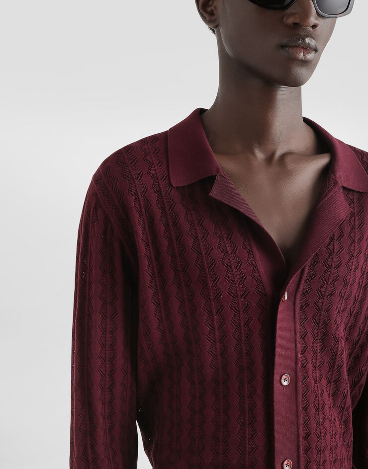 Dolce & Gabbana Cotton openwork-knit shirt Multicolor GXVB9TJBCFJ