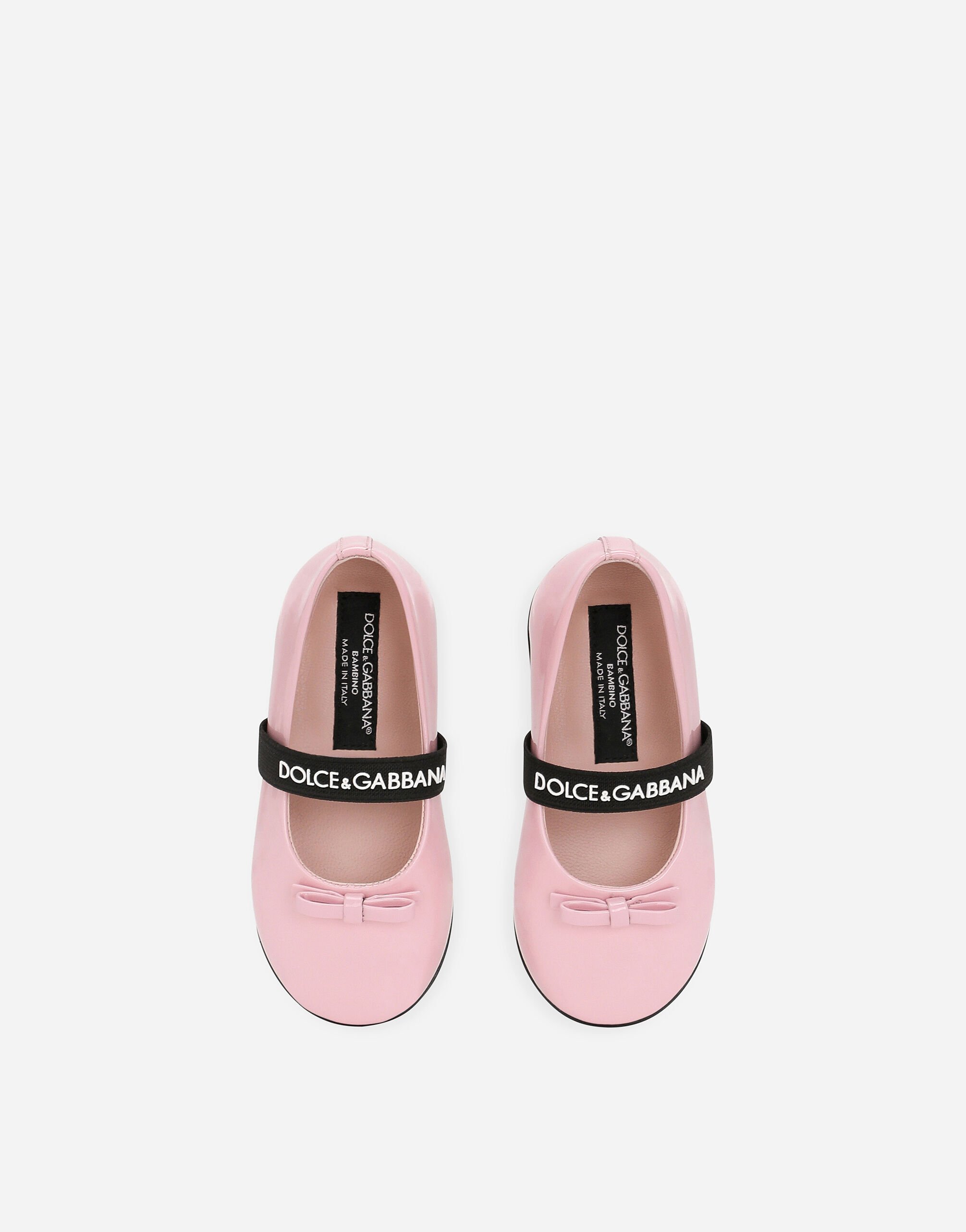 Patent leather ballet flats with bow in Pink for Girls Dolce Gabbana