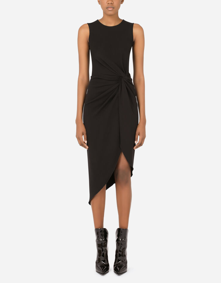Dolce & Gabbana Cady calf-length dress with knot detail Nero F6R1ITFURC8