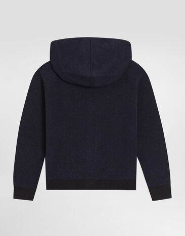 Dolce & Gabbana Cardigan en molleton de laine et cachemire Blue L4KWH7JGMB8