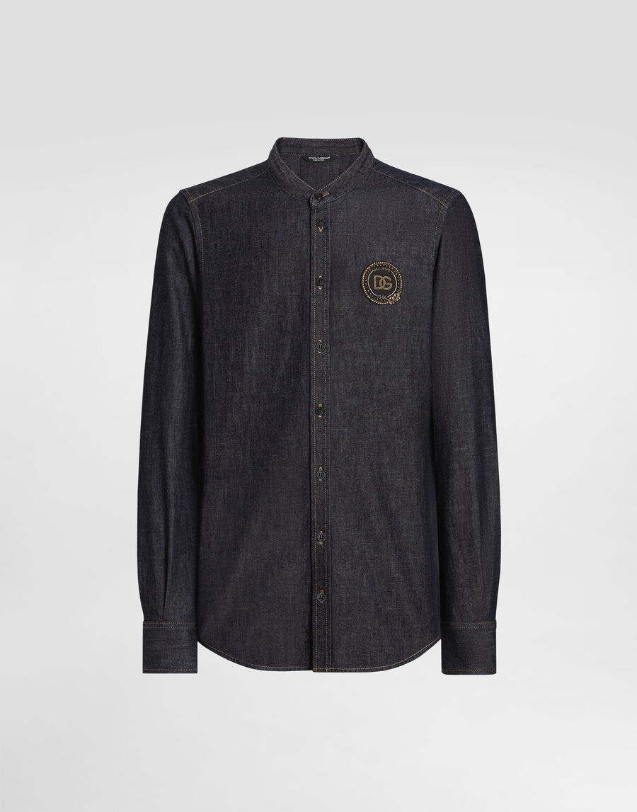 Denim martini shirt with patch