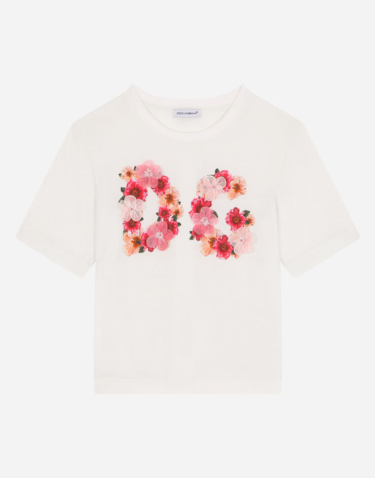 Dolce & Gabbana Jersey t-shirt with camellia DG print MULTICOLOR L5JTAZG7XMC