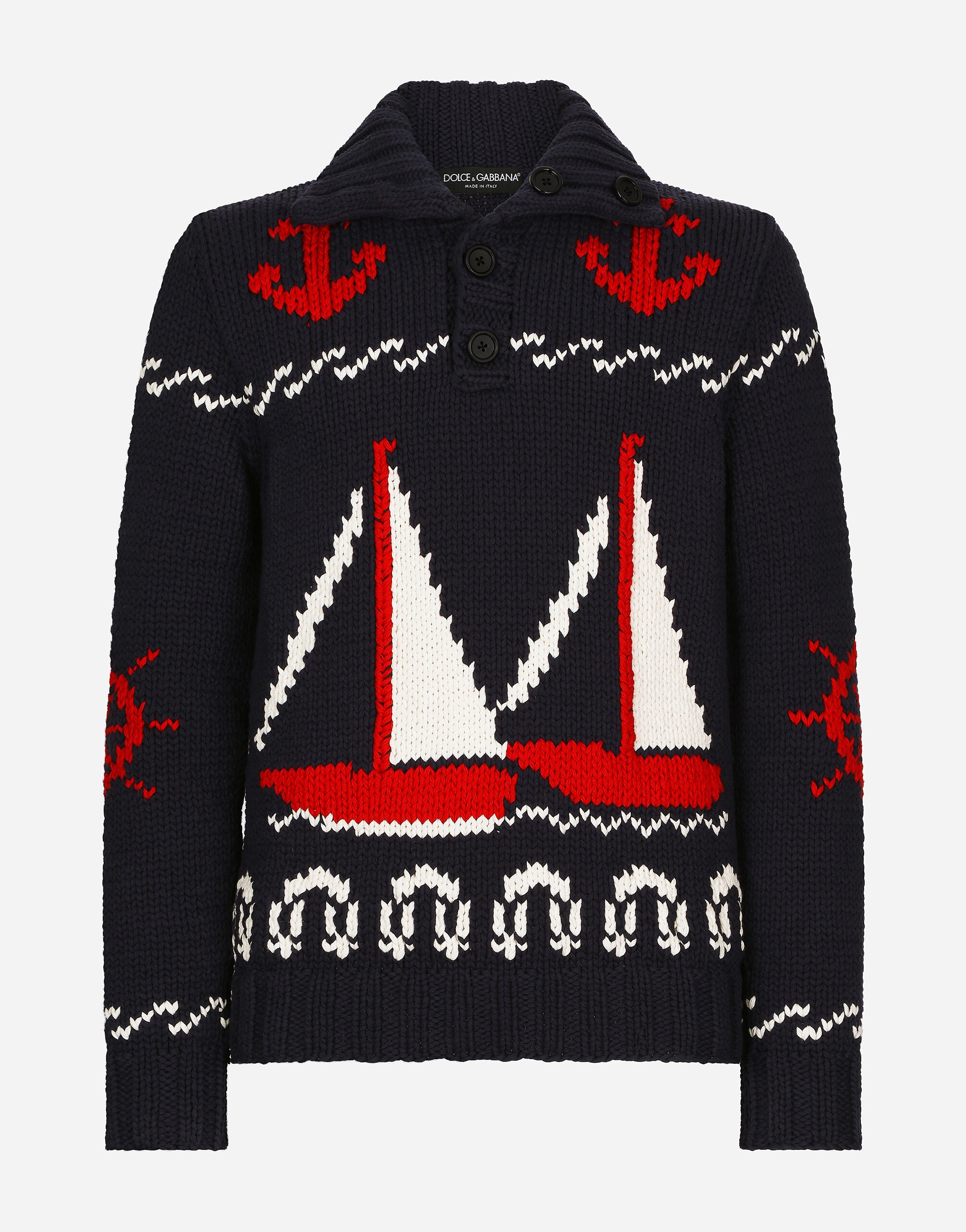 Dolce & Gabbana Marina-print turtle-neck sweater Black BP0330AG219
