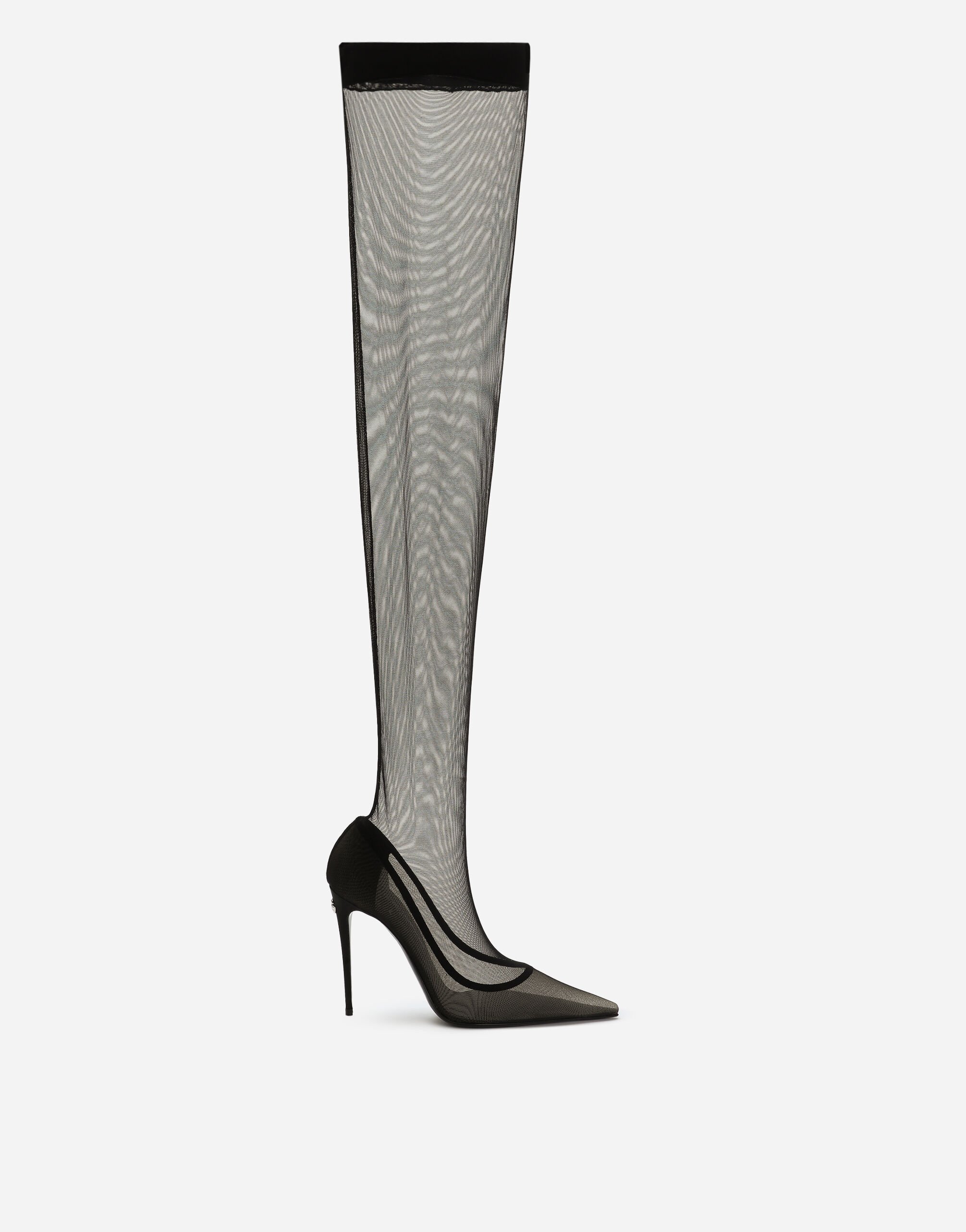 Dolce&Gabbana KIM DOLCE&GABBANA Stretch tulle thigh-high boots Black CU1067AQ513