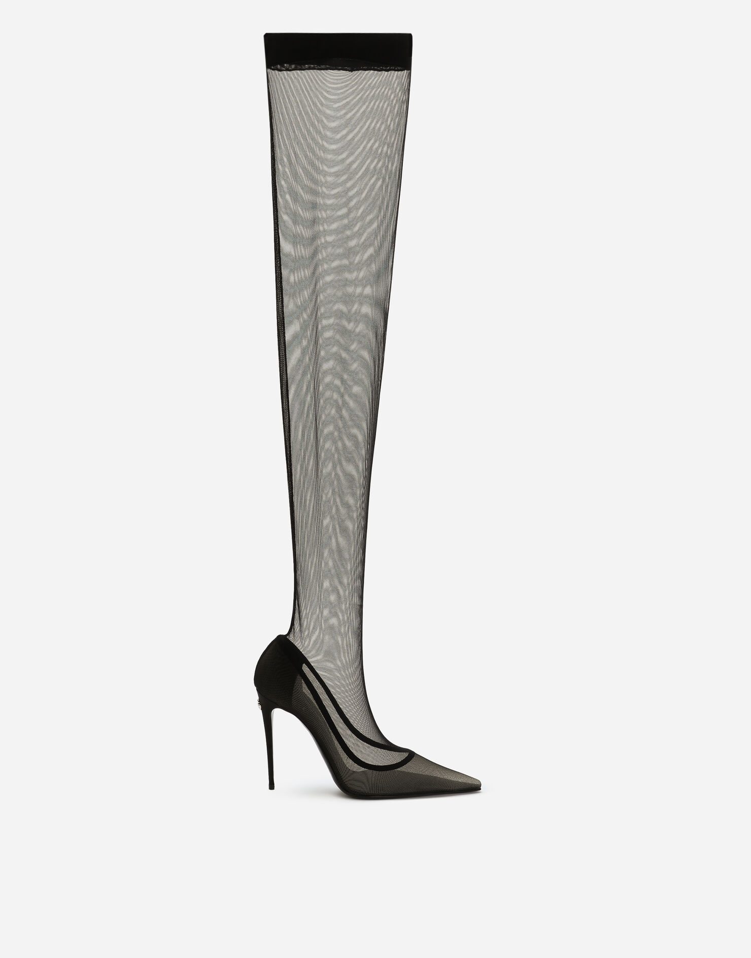 Dolce & Gabbana Black Tulle Stretch Boots Pumps Shoes