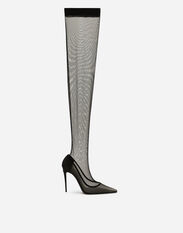 Dolce & Gabbana KIM DOLCE&GABBANA Stretch tulle thigh-high boots Brown CU1067AP535