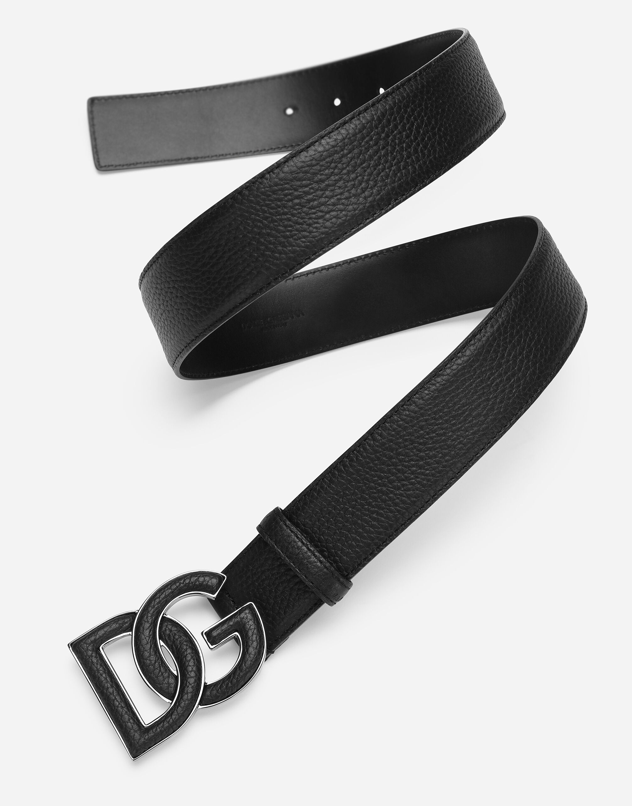 超激安 calfskin Deerskin-print belt for Black in print logo with スーツ