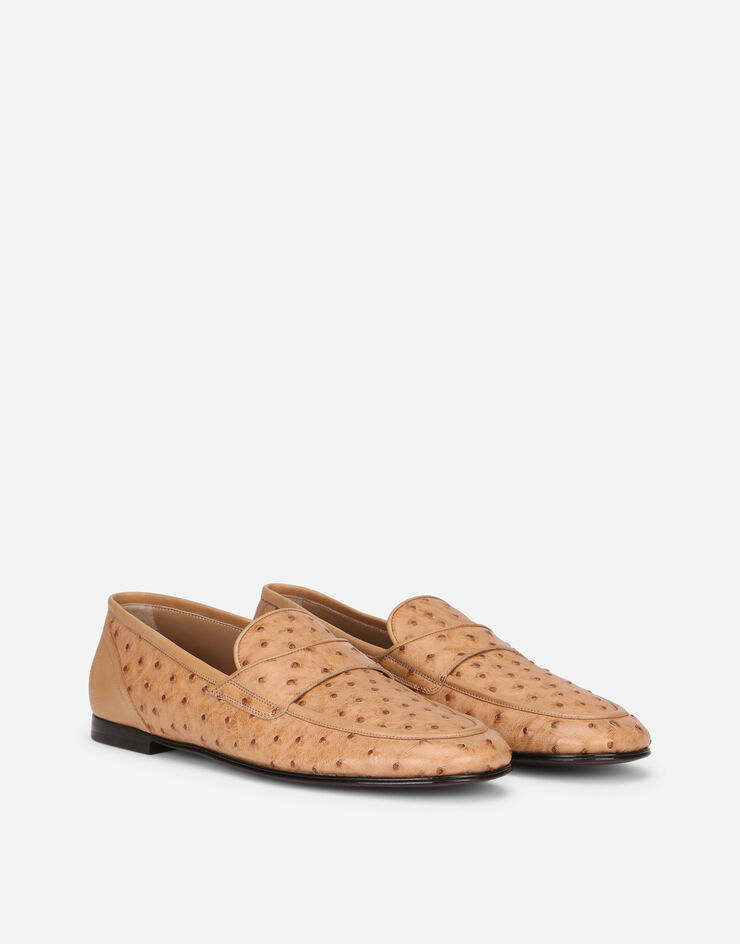 Dolce & Gabbana Ostrich skin slippers Beige A50391A8M91