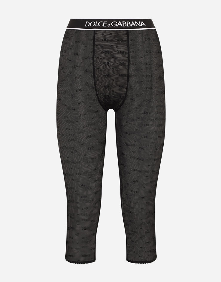 Dolce & Gabbana Jacquard tulle cycling shorts with branded elastic Black O3A69TFLUAP