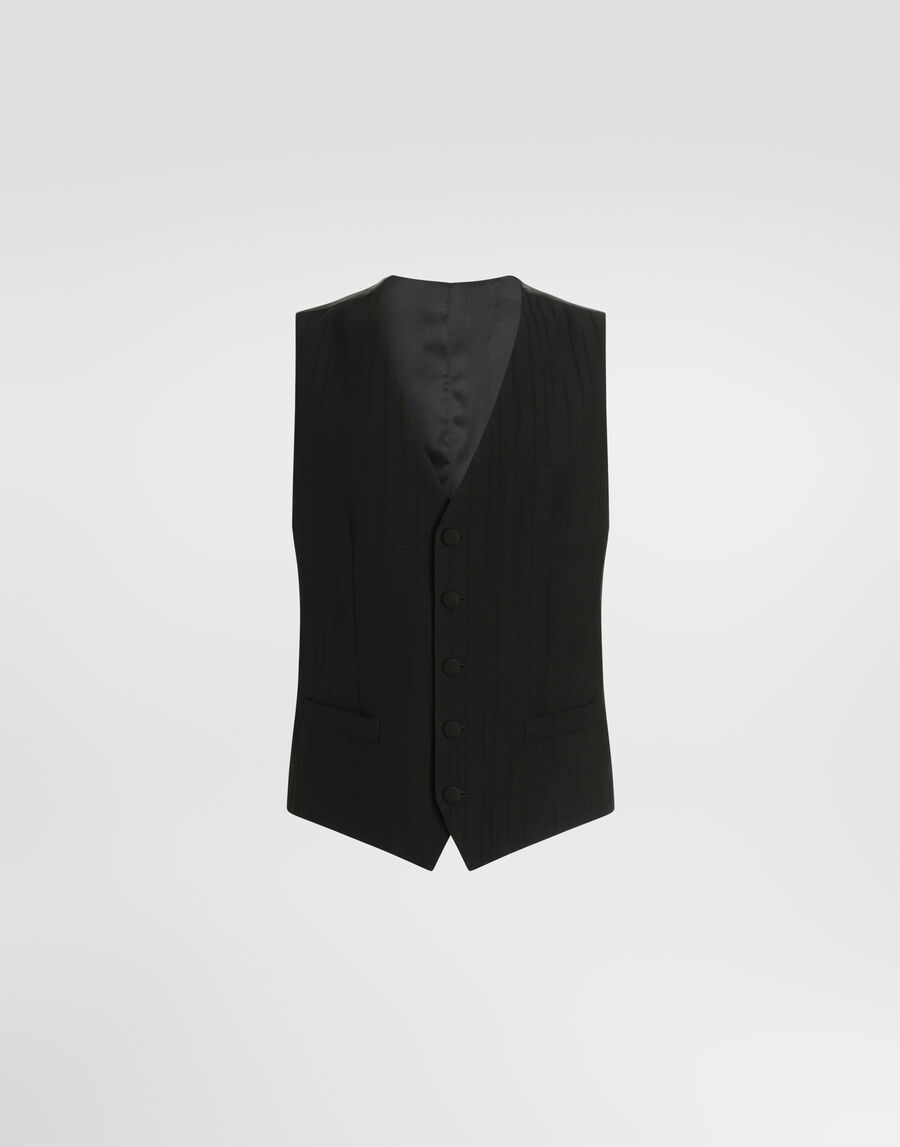 Single-breasted striped wool jacquard vest