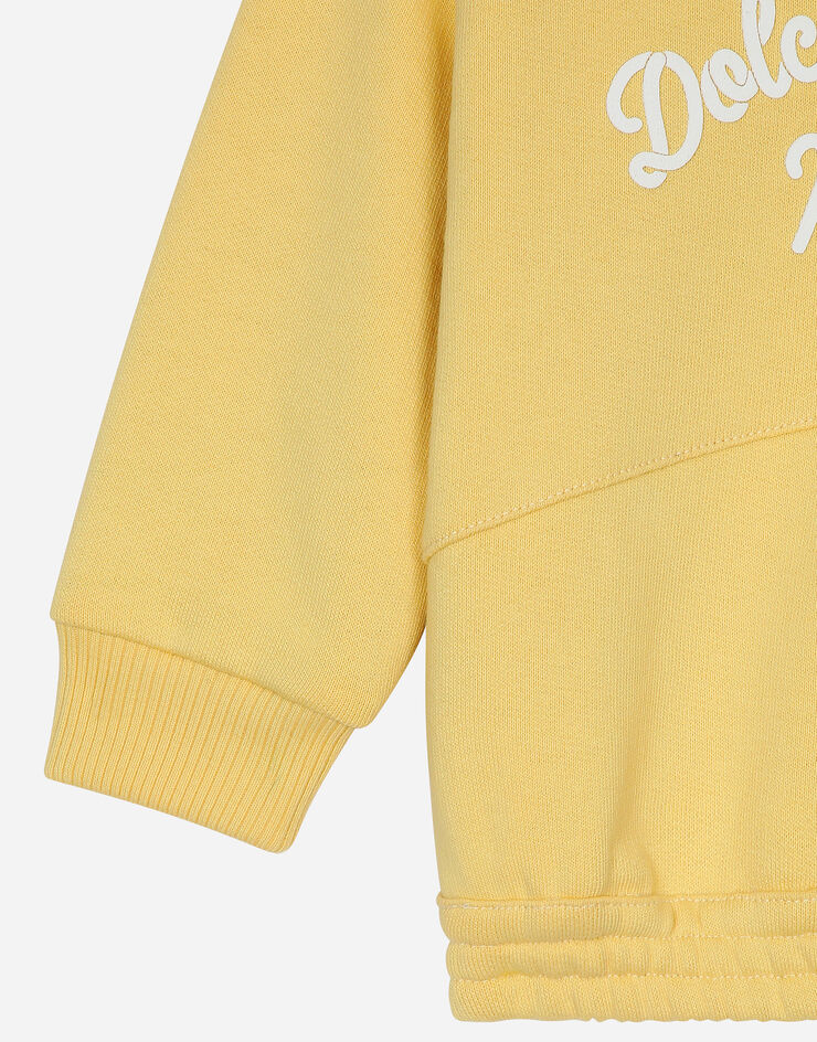 Dolce & Gabbana Jersey round-neck sweatshirt with Dolce&Gabbana logo Yellow L2JWAXG7NUR