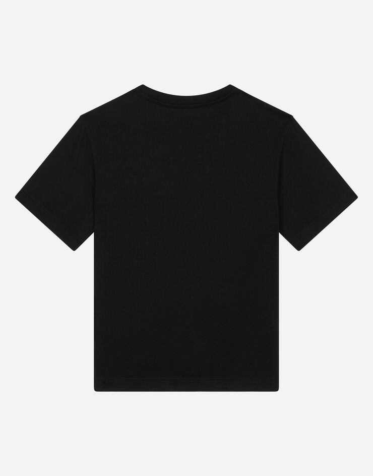 Dolce & Gabbana Camiseta de punto con placa con logotipo Negro L4JTBLG7M4S
