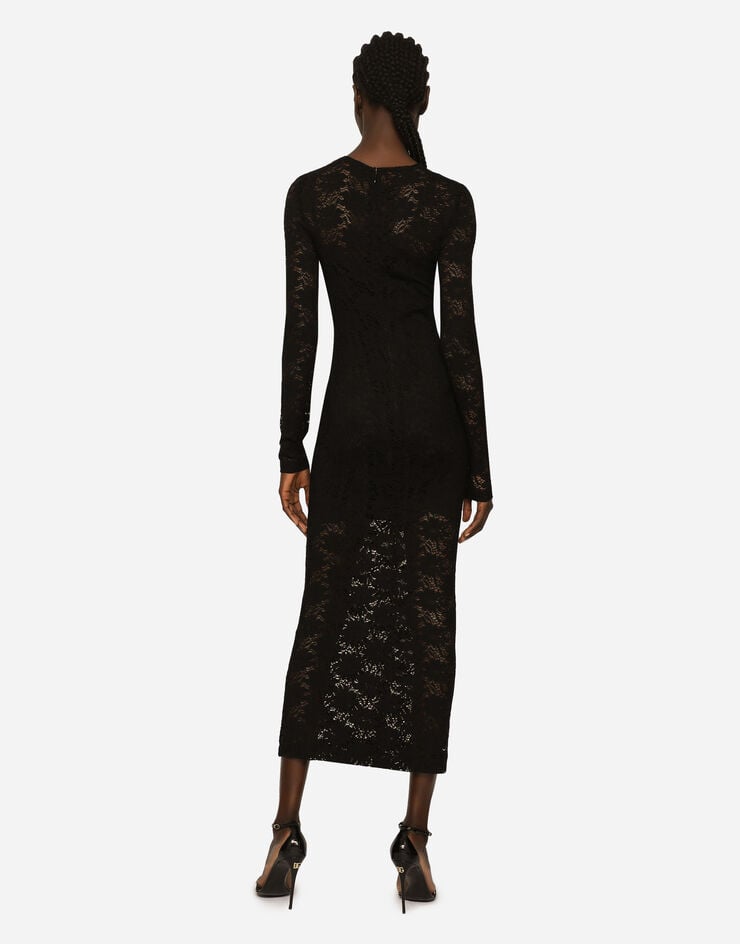 Dolce & Gabbana Vestido largo de encaje Negro F6AQOTFLRFG