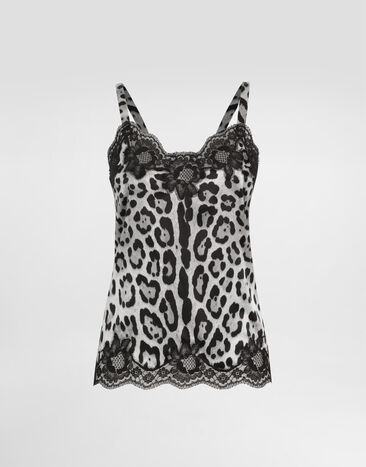 Dolce & Gabbana Leopard-print stretch silk satin lingerie-style top Pale Pink O1B12TON06G