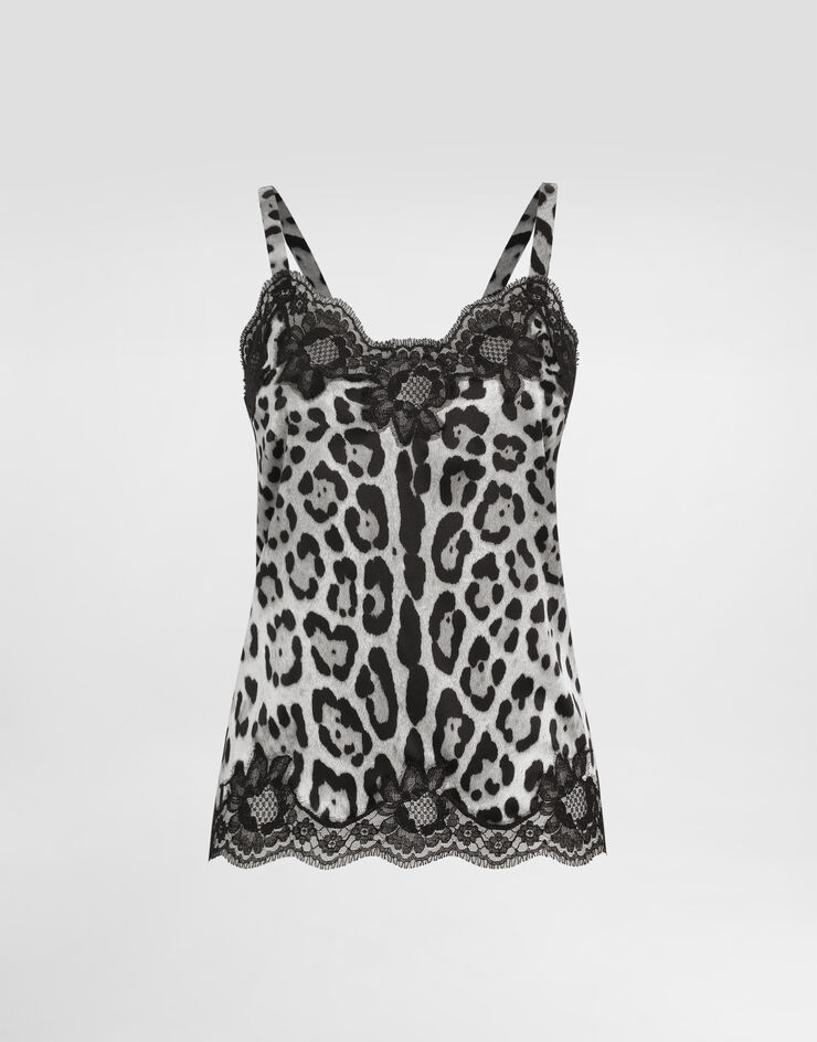Dolce & Gabbana Leopard-print stretch silk satin lingerie-style top Print O7A00TONO21