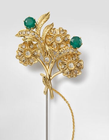 Dolce & Gabbana Krawattennadel Sicily Gelb- und Weißgold 18 Karat, Smaragde und Diamanten Gold WPKN1GWWG01