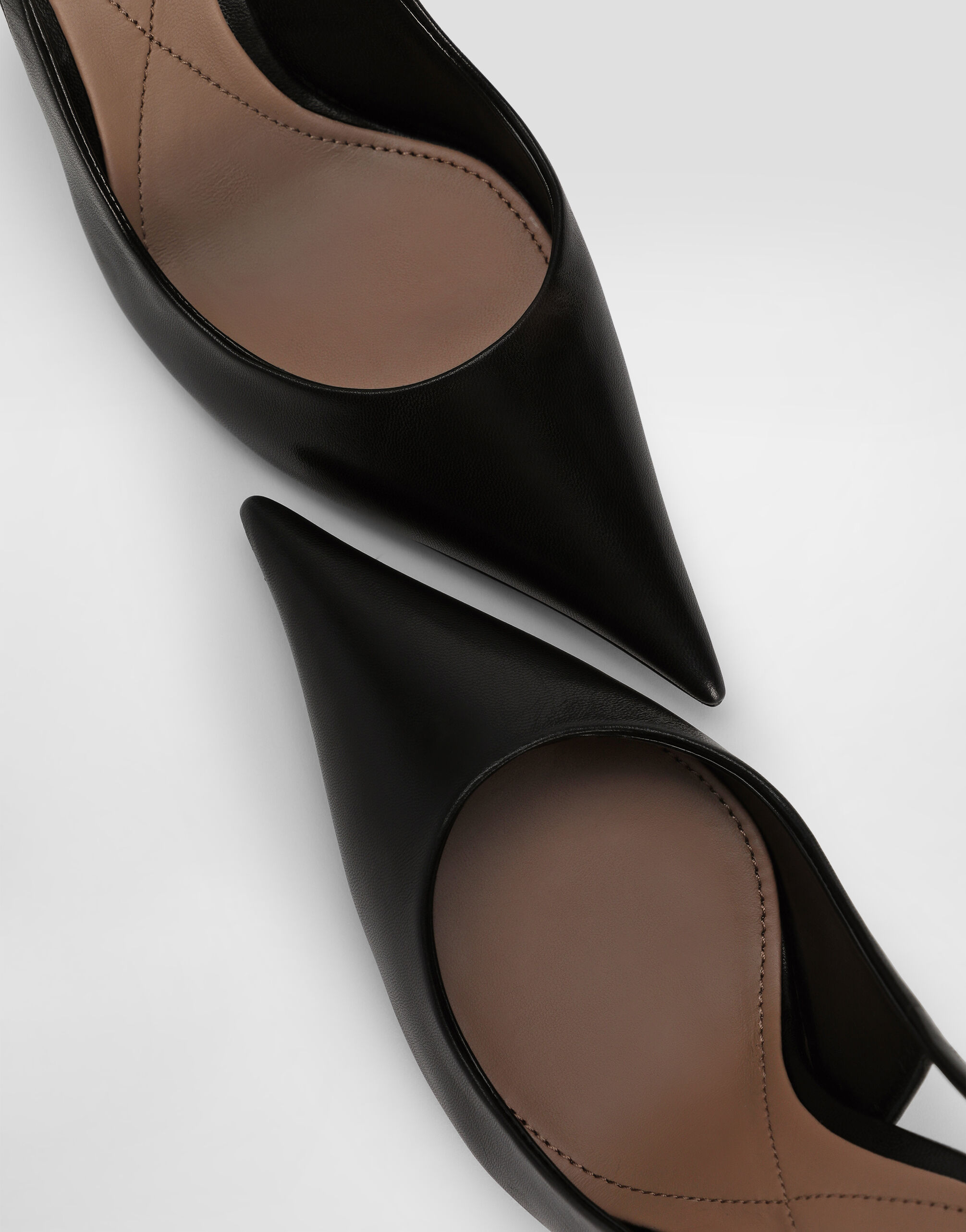 Polished goatskin slingbacks in Black for Women