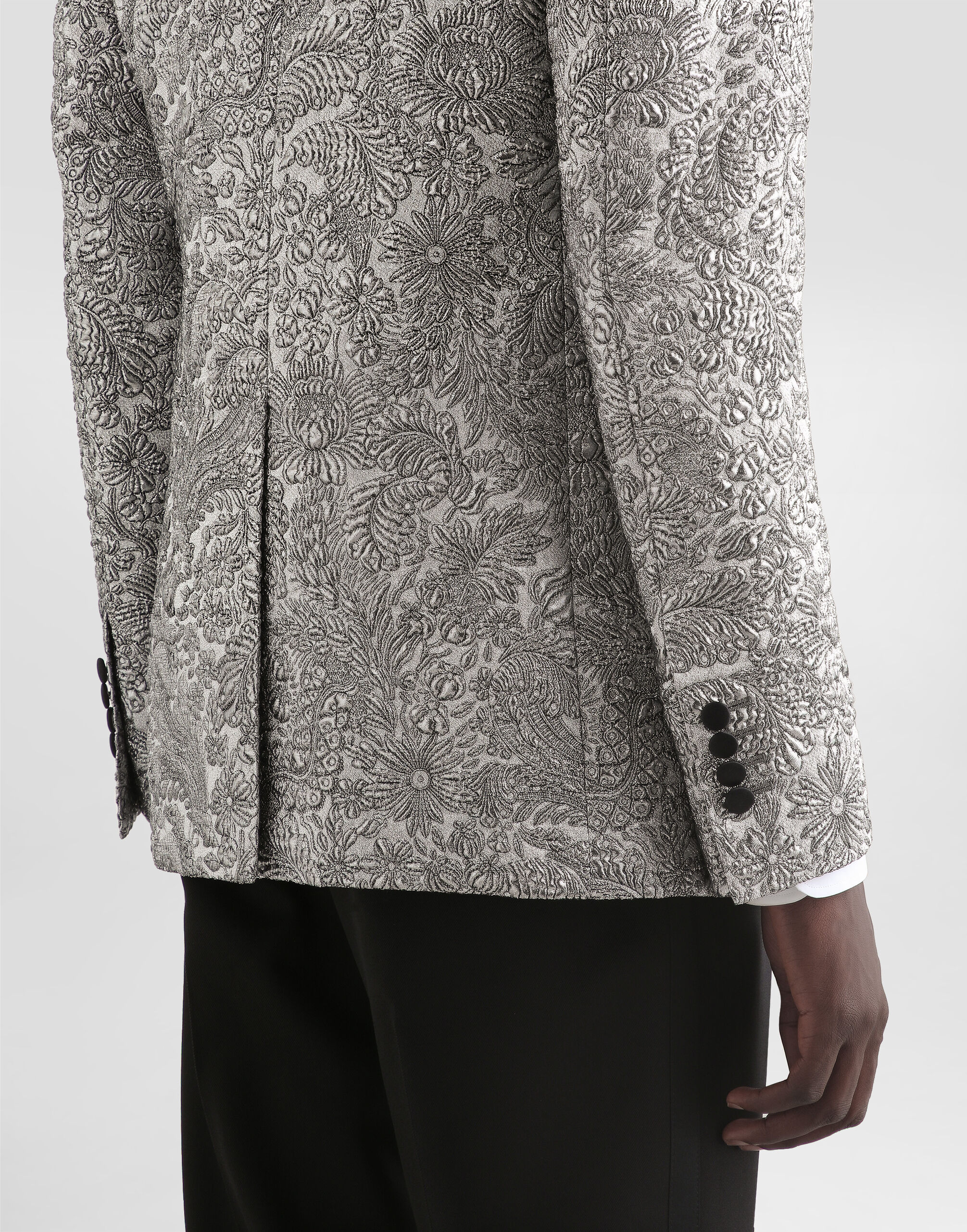 Single-breasted floral lamé jacket in Silver for Men