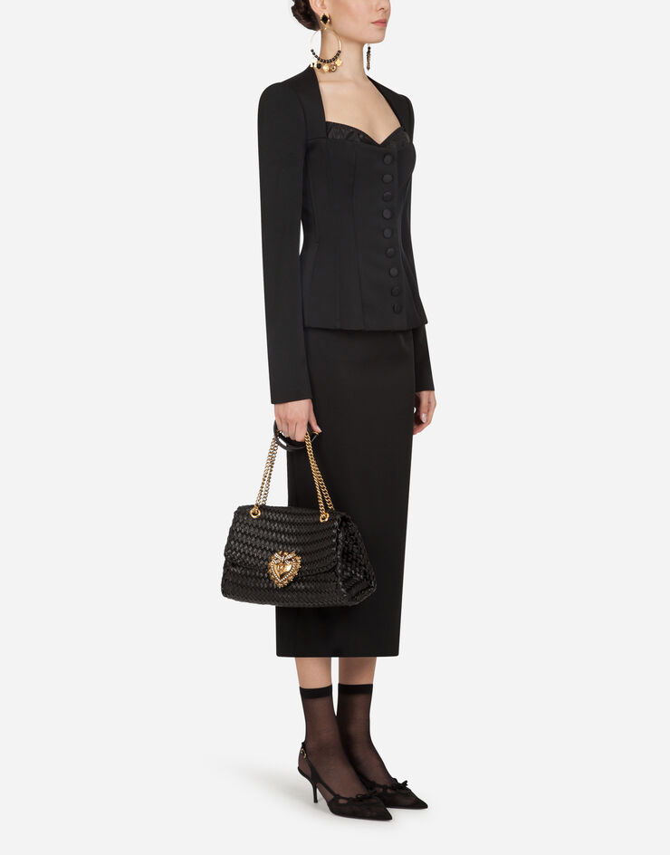 Dolce & Gabbana Single-breasted jacket in faille Black F28VRTFURJL